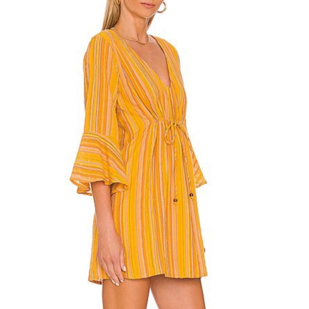 NWT House of Harlow 1960 Yellow Stripe Mini Dress, S